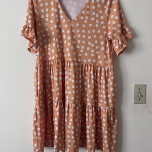 Peach Polka Dot Ruffle Dress